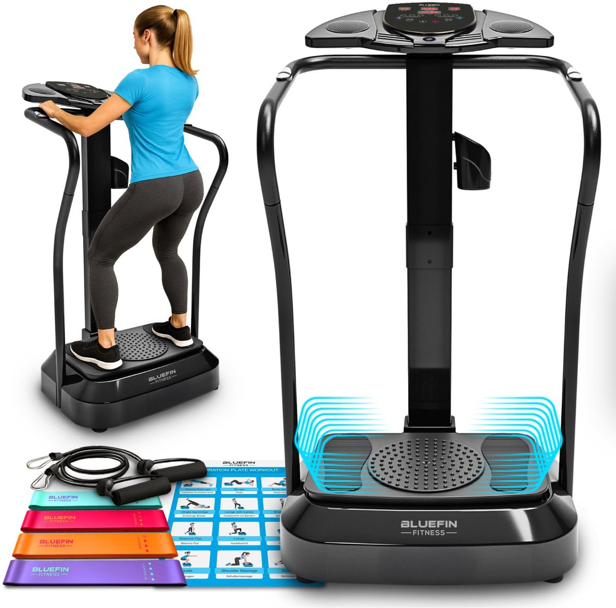 SnelShoppen - Bluefin Fitness Trilplaat Pro Model | Verbeterd Ontwerp Met Stille Motoren | Ingebouwde Speakers Voor Thuisgebruik