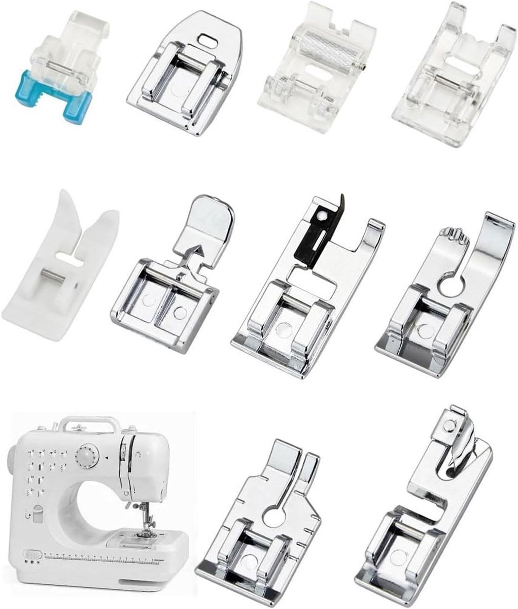 Set van 10 Multifunctionele Persvoeten voor Naaimachines - Accessoire voor Diverse Merken zoals Brother, Singer en Janome