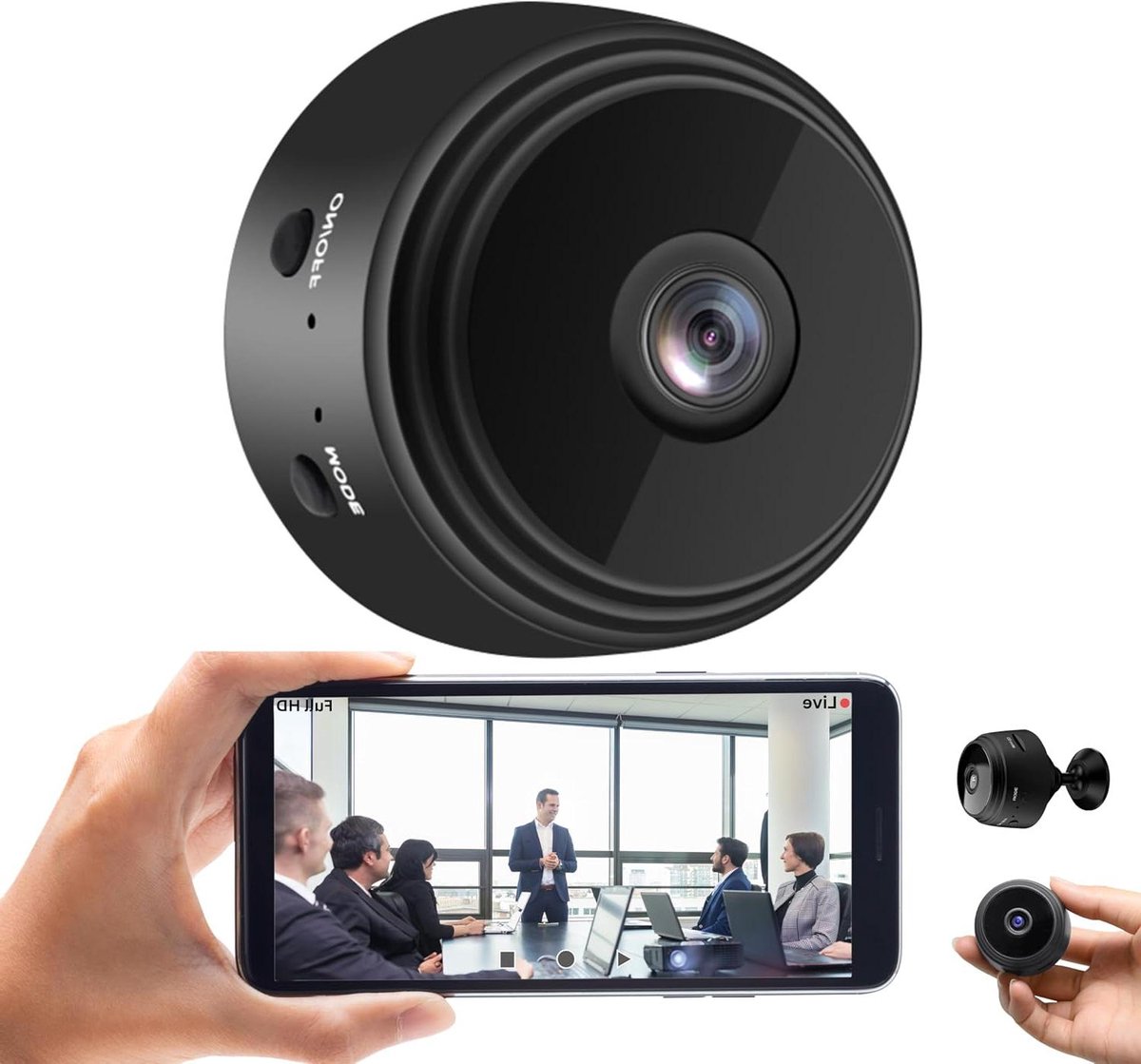 Mini Spy Camera - Verborgen Wifi Camera - Thuis Beveiligen - Bewegingsdetectie Nachtzicht - 170 Graden Kijkhoek - Zwart