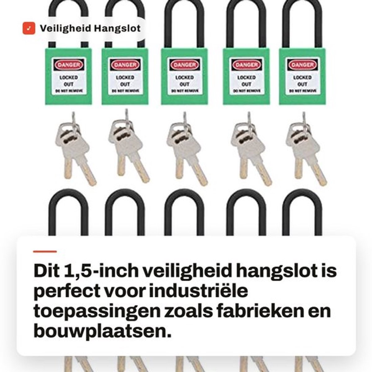Hangslot Veiligheid - 1,5 Inch - Gemanuleerde Isolatie - 10 Stuks - 20 Sleutels - Geschikt voor Industrie - Verbeterde Veiligheidsprogramma's - Veiligheidsslot