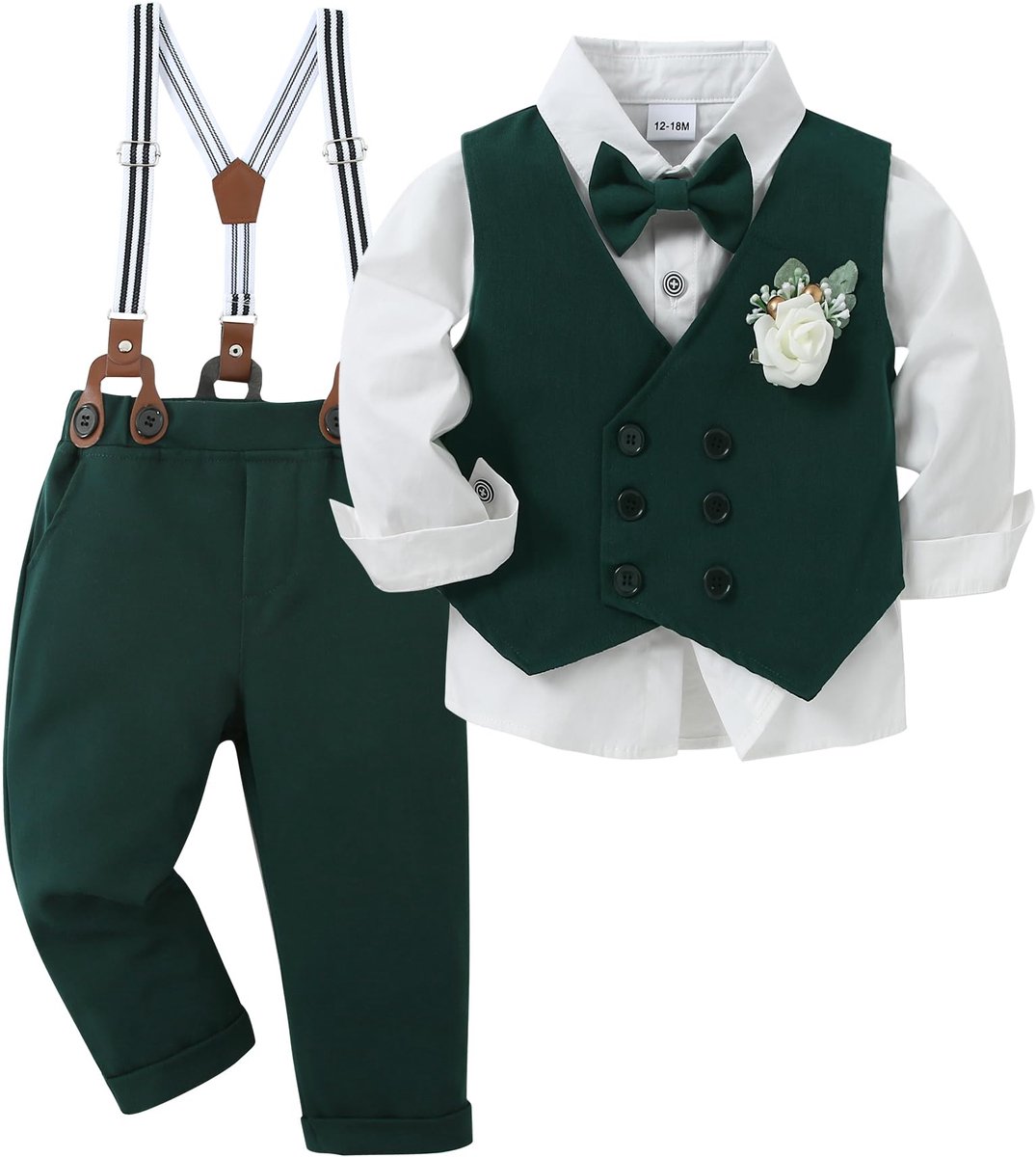 SnelShoppen - Zoerea Kinderpakken en Bijpassende Gentleman Kleding voor Jongens, Doop en Ceremonie Kledingset met Strik, Vest, Broek en Korset, 1-5 Ja