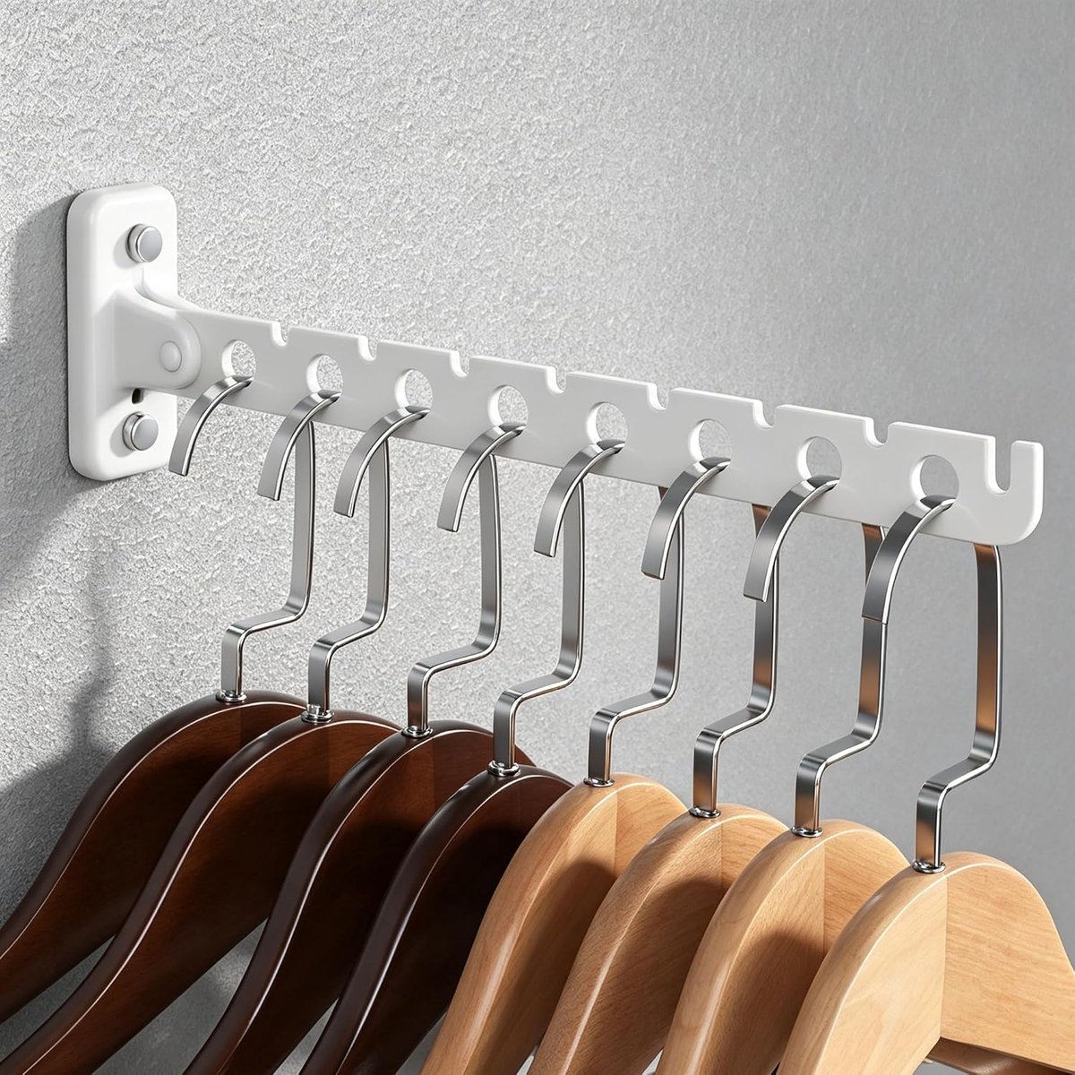 Wandhaken opvouwbaar 8 haken - wit - 31 cm - ideaal voor kleine ruimtes - ShopVlot