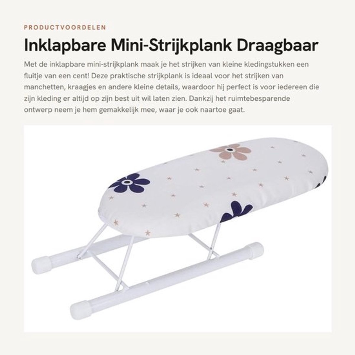 Strijkplank Inklapbaar - Draagbaar - Katoenen Hoes - Antislip - Multifunctioneel - Afmetingen 25 x 10 x 8 cm - Tafelstrijkplank