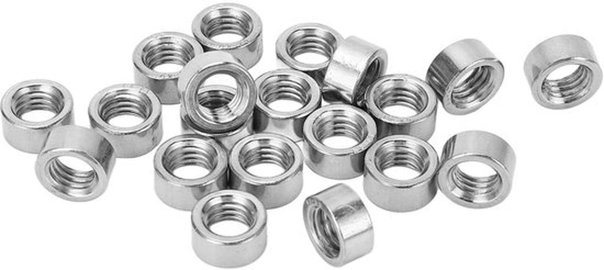 Verbindingmoer M8x12.5 - Set van 20 Stuks - 304 Roestvrij Staal - Precisie Norm - Draadverbinding - Schokbestendig - Koppelmoer