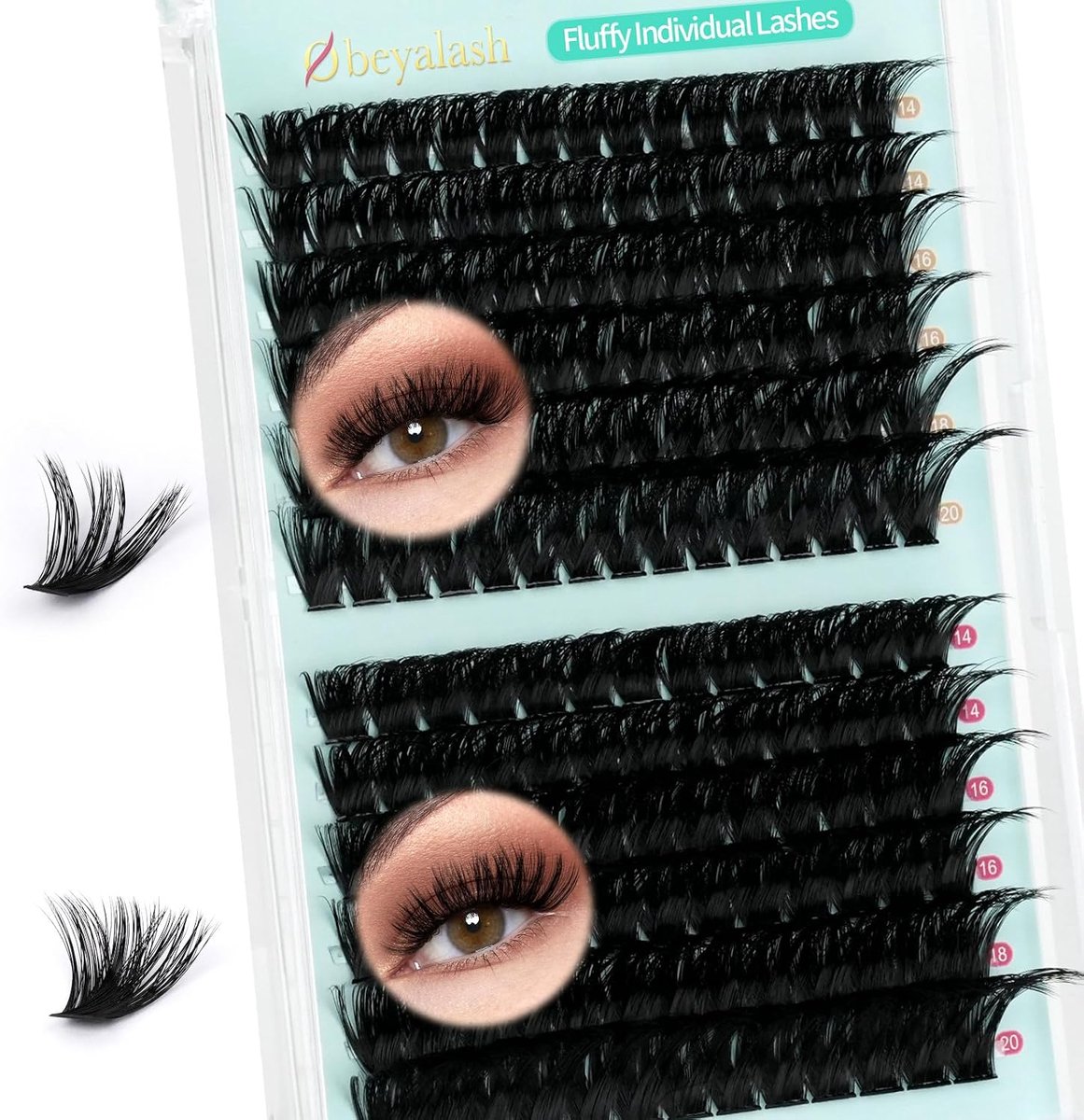 SnelShoppen - Thick Cluster Wimpers D Curl 100D+140D 168pcs Volume Individuele Wimpers 14-20mm Fluffy Lashes DIY Wimperextensions voor Feest of Dageli