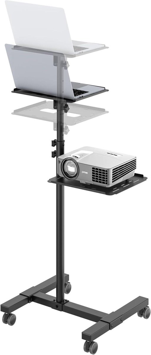 Beamerstandaard Statief - Projector Trolley - Presentaties Geven - In Hoogte Verstelbaar - Tot 10 kg - Zwart