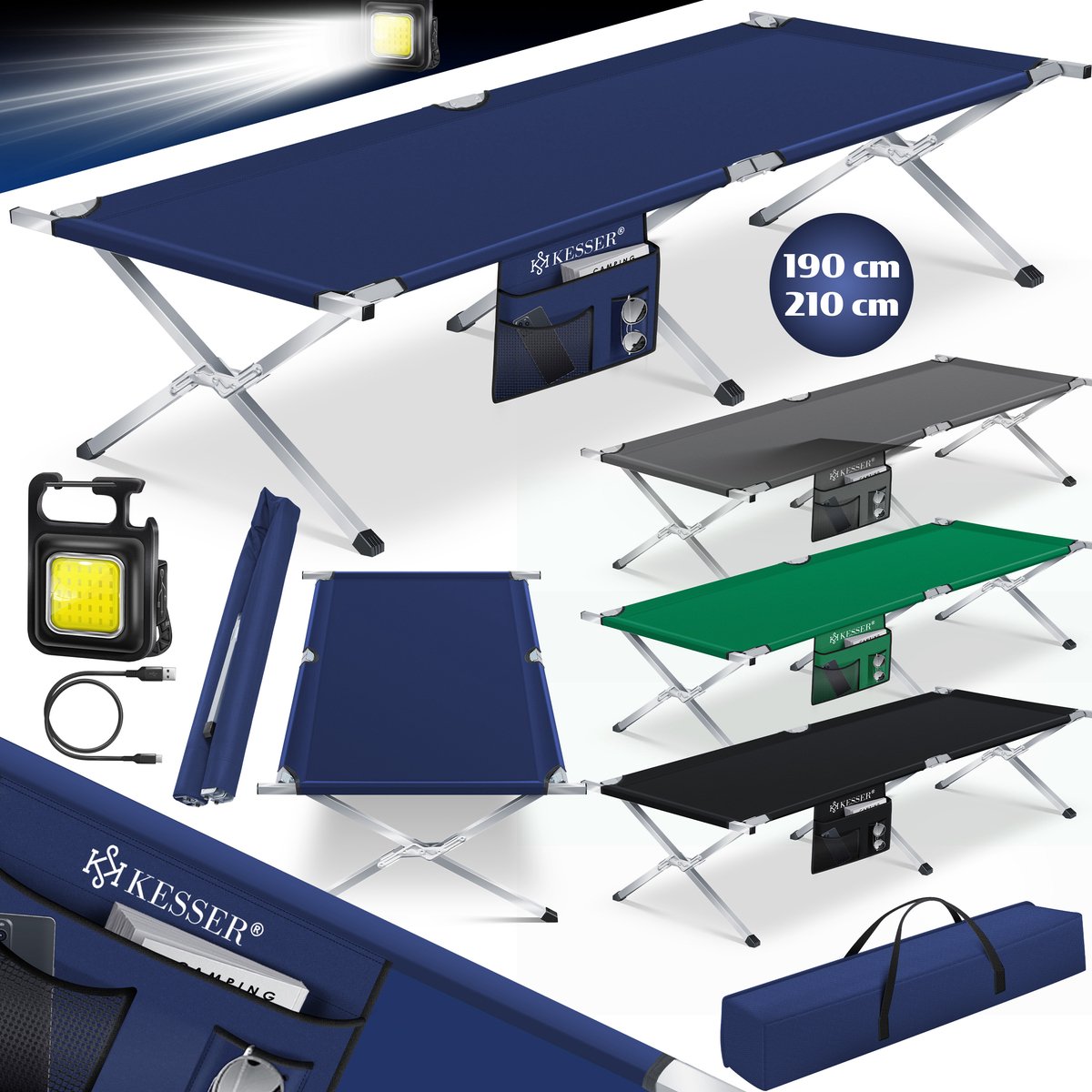 KESSER® Campingbed Klapbed - Draagbaar, Sterk en Comfortabel tot 150 kg
