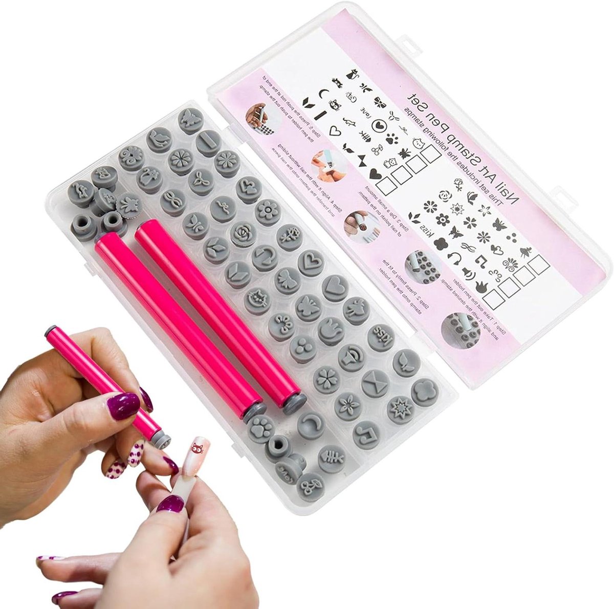 Nageldesign Stempelset - Nagelstempel Applicator - Nagelkunst Maken - 48 Verwisselbare Koppen - 16.1 x 7.8 cm - Niet gespecificeerd
