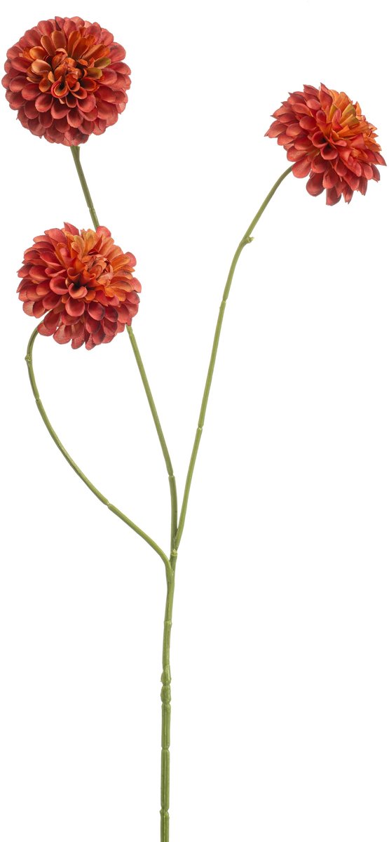 Emerald Kunstbloem Dahlia pompom mini 68cm oranje - Kunstplant voor binnen