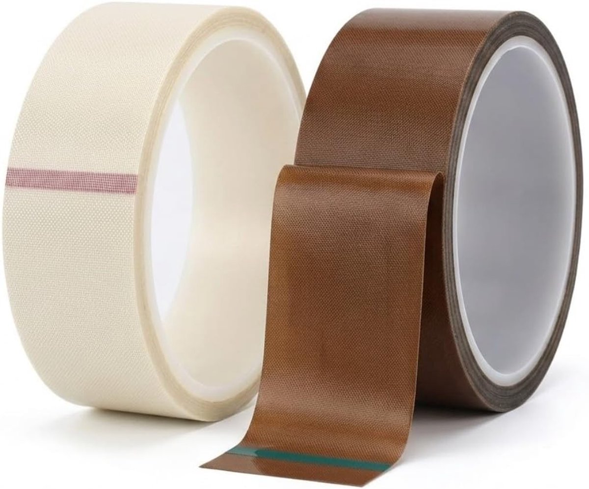 Heat Resistant PTFE Tape 15mm x 10m, Bruin en Wit, Teflon Plakband voor Isolatie, Sealing en LED Verduistering, Gemakkelijk Verwijderbaar zonder Resten