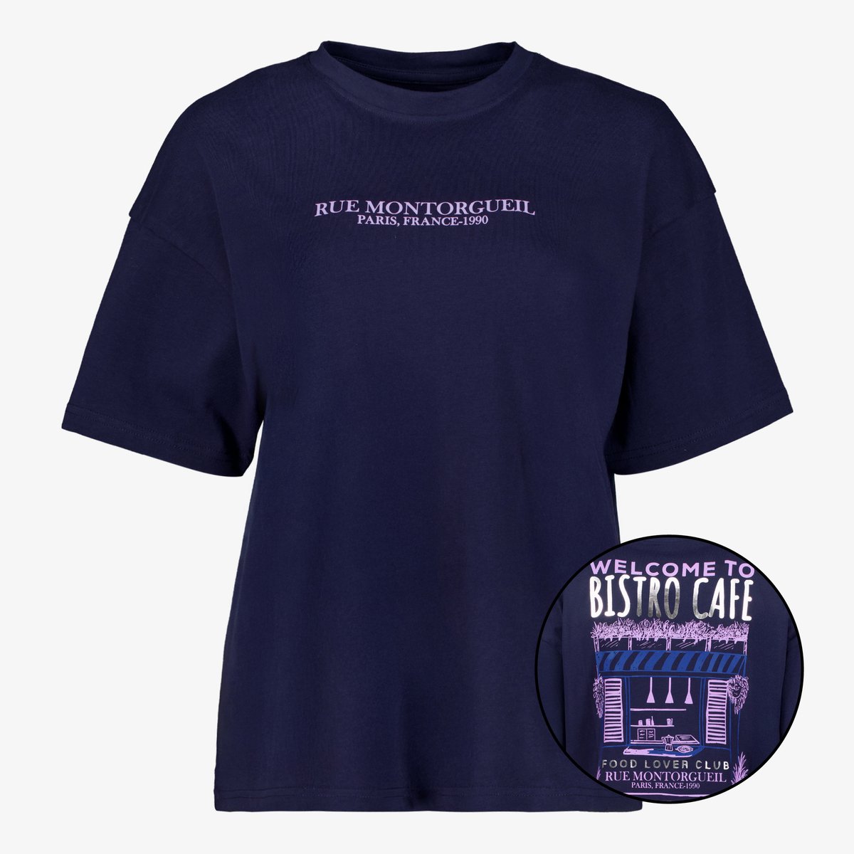 TwoDay dames T-shirt met backprint donkerblauw - Maat S