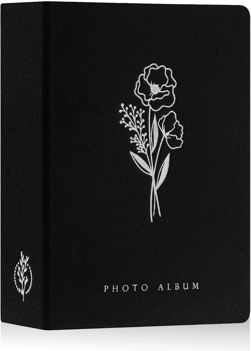 SnelShoppen - Fotoalbum 13 x 18 cm, Instapalbum voor 200 Foto's, Klein Linnen Insteekalbum, Zwart, Perfect voor Portretfoto's en Herinneringen