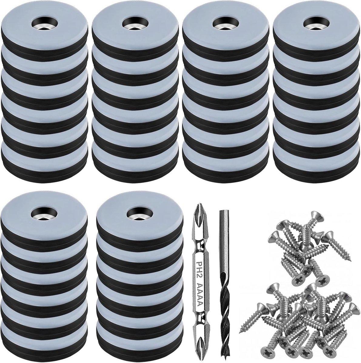 Glijringen voor Meubels - 36 Stuks Vloerglijders met 30 mm Diameter, Inclusief RVS Schroeven en Boortjes, Ideaal voor Bescherming van Vloeren en Meubels