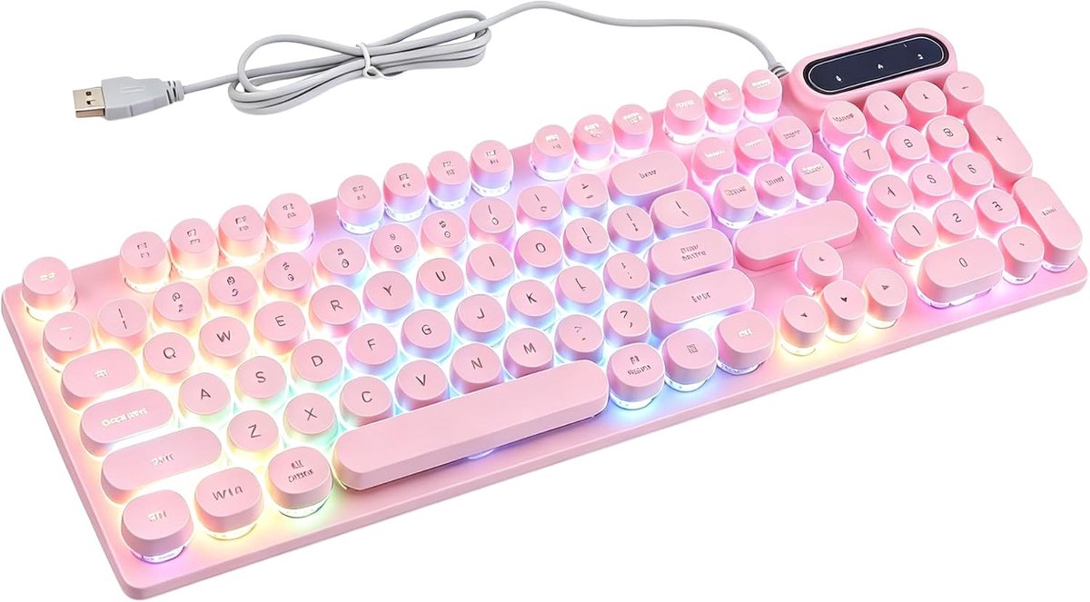 SnelShoppen - Ticfox USB Gaming Toetsenbord Bedraad 104 Toetsen Ergonomisch Ontwerp Backlit Multimediatoetsen Roze voor Gamers en Ontwikkelaars