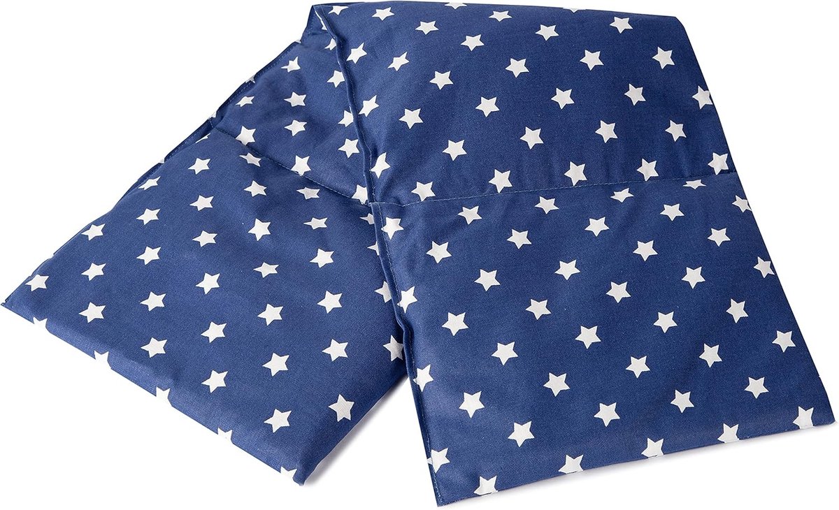 SnelShoppen - 4-kamer Lijnzaad Kussen 20x60cm - Sterren Blauw - Warmtekussen & Koelkussen - Korrelkussen van 100% Katoen voor Ontspanning en Gezondhei