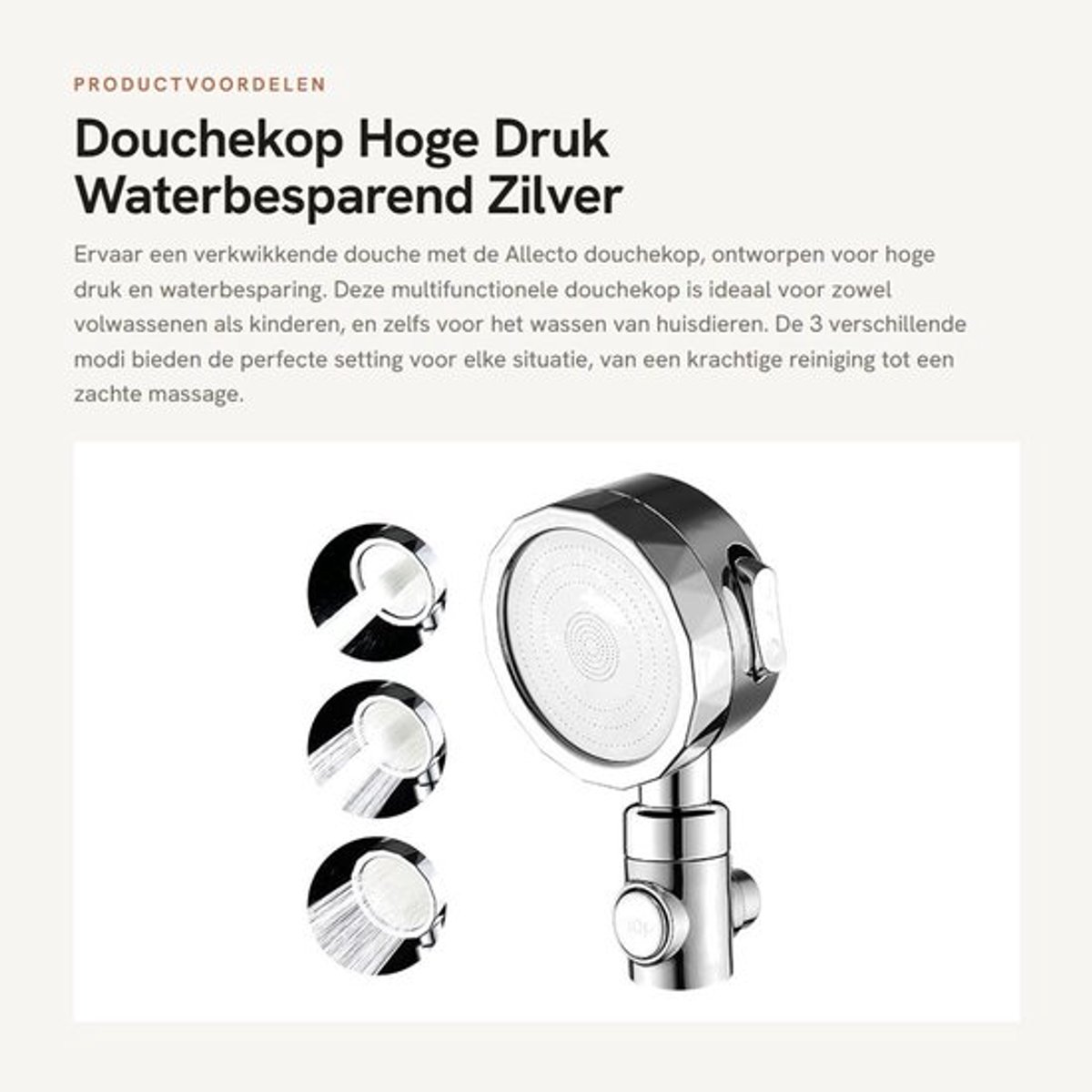 Douchekop Hoge Druk - Douchekop met Slang - Waterfilter - 3 Modi - Doucheset - Geschikt voor Huisdieren - ABS Materiaal - Handdouche