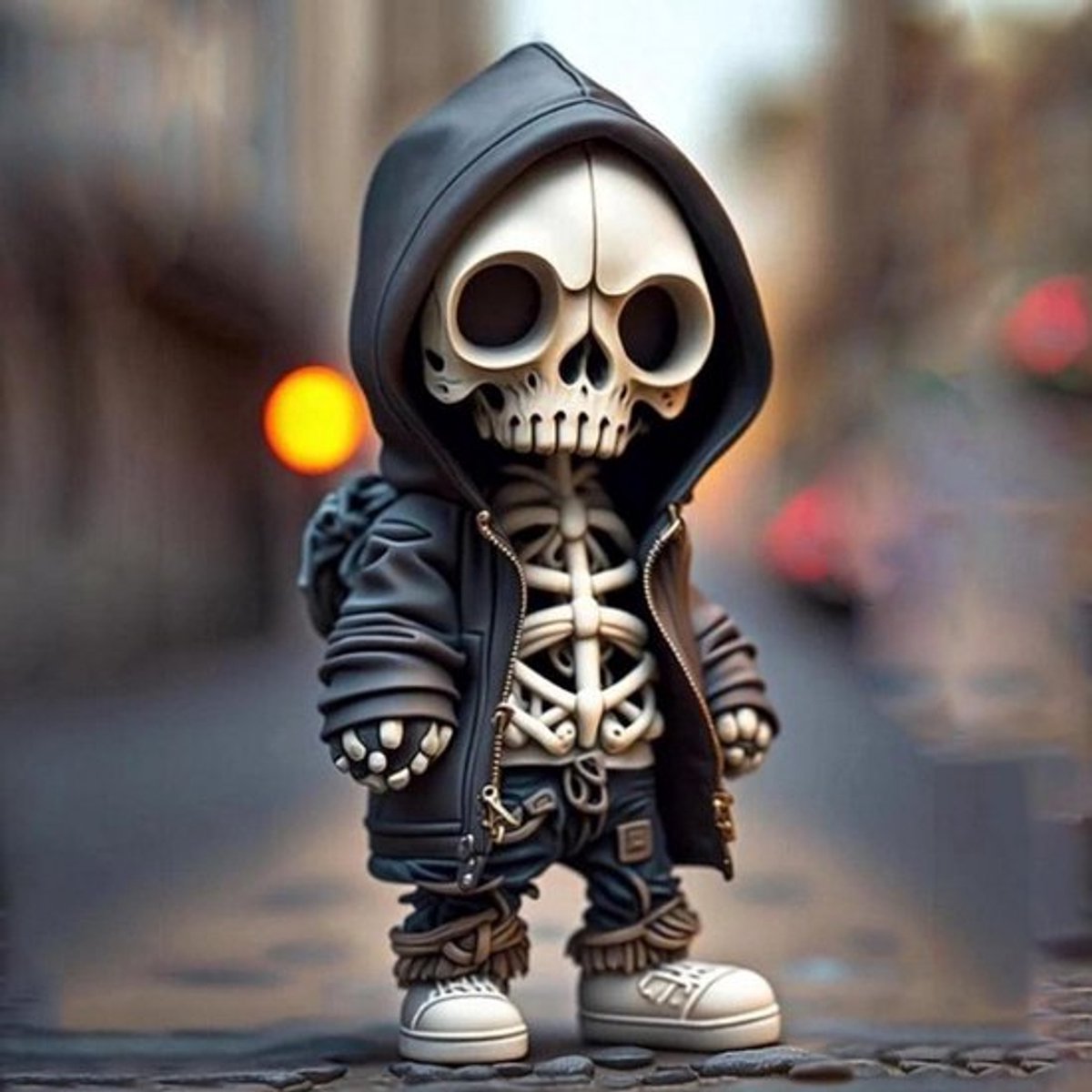 Skeletbeeldje Klein - Harsbeeldje - Halloween Decor - Bureau Decor - Artistiek Beeld - Lic