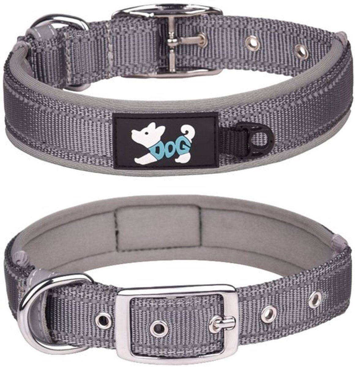 Halsband Verstelbaar - Reflecterende Halsband - Zachte Neopreen - Stevige Nylon - Voor Grote Honden - Maatvoering Klein/Middel/Groot/XL - Hondenhalsband