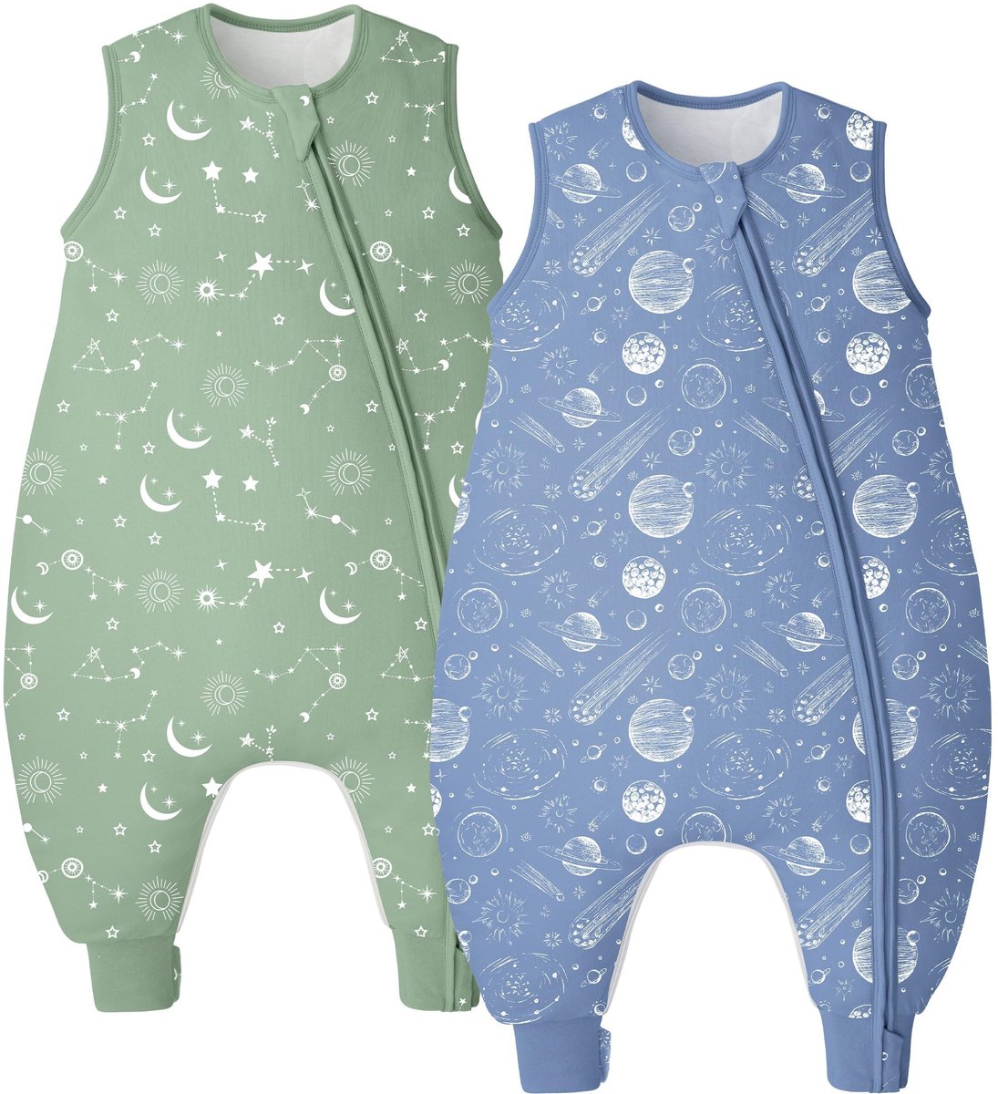 SnelShoppen - Set van 2 Babyslaapzakken 1,5 TOG Winter met Voeten voor Kinderen 4-6 Jaar, 100 cm Sterrenbeeld, Comfortabele Slaapzakken voor Thuis en
