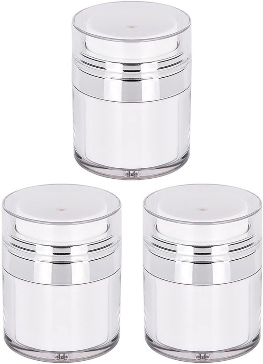 Crèmedispenser 3 stuks - Airless Pompdispenser - Navulbare Reiscrème - Draagbare Cosmeticahouder - Vacuümfles - 30 ml Inhoud - Cosmeticafles