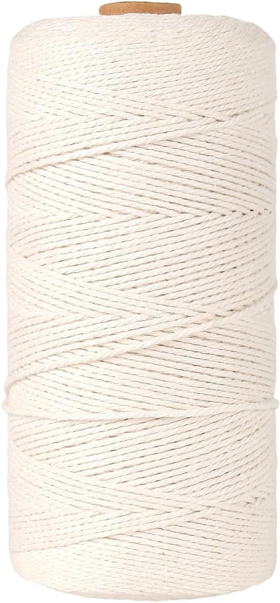 Katoenen touw 1mm wit koord 400m lengte voor keuken, trussing, bakken en knutselen