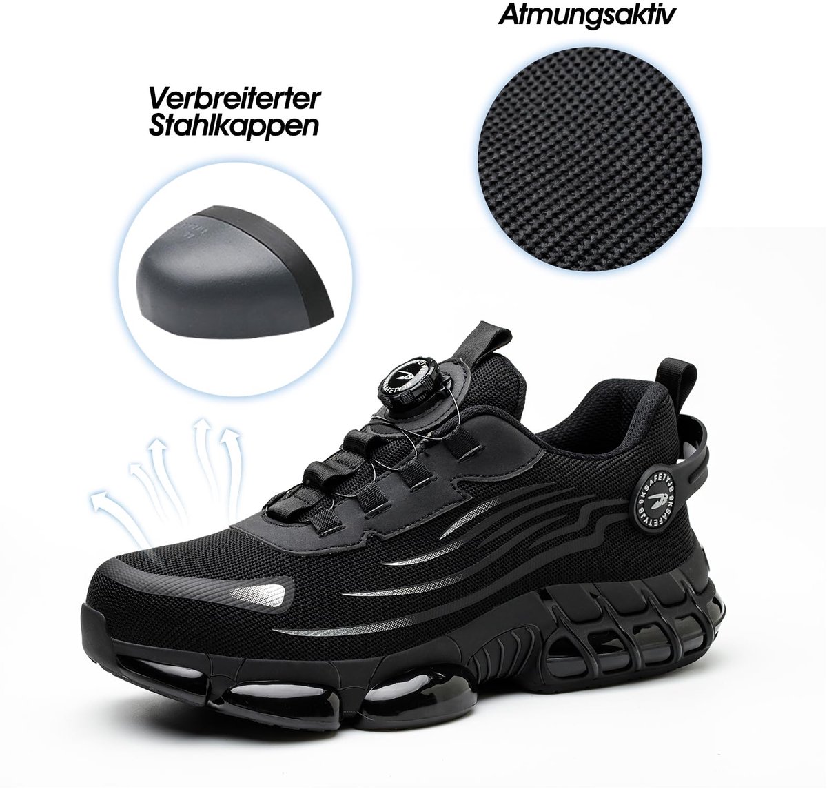 SnelShoppen - Werkschoenen Heren Dames Veiligheidsschoenen Stalen Neus Sportief Ademend Antislip Zwart 43 EU voor Bouw, Werk, en Vrije Tijd