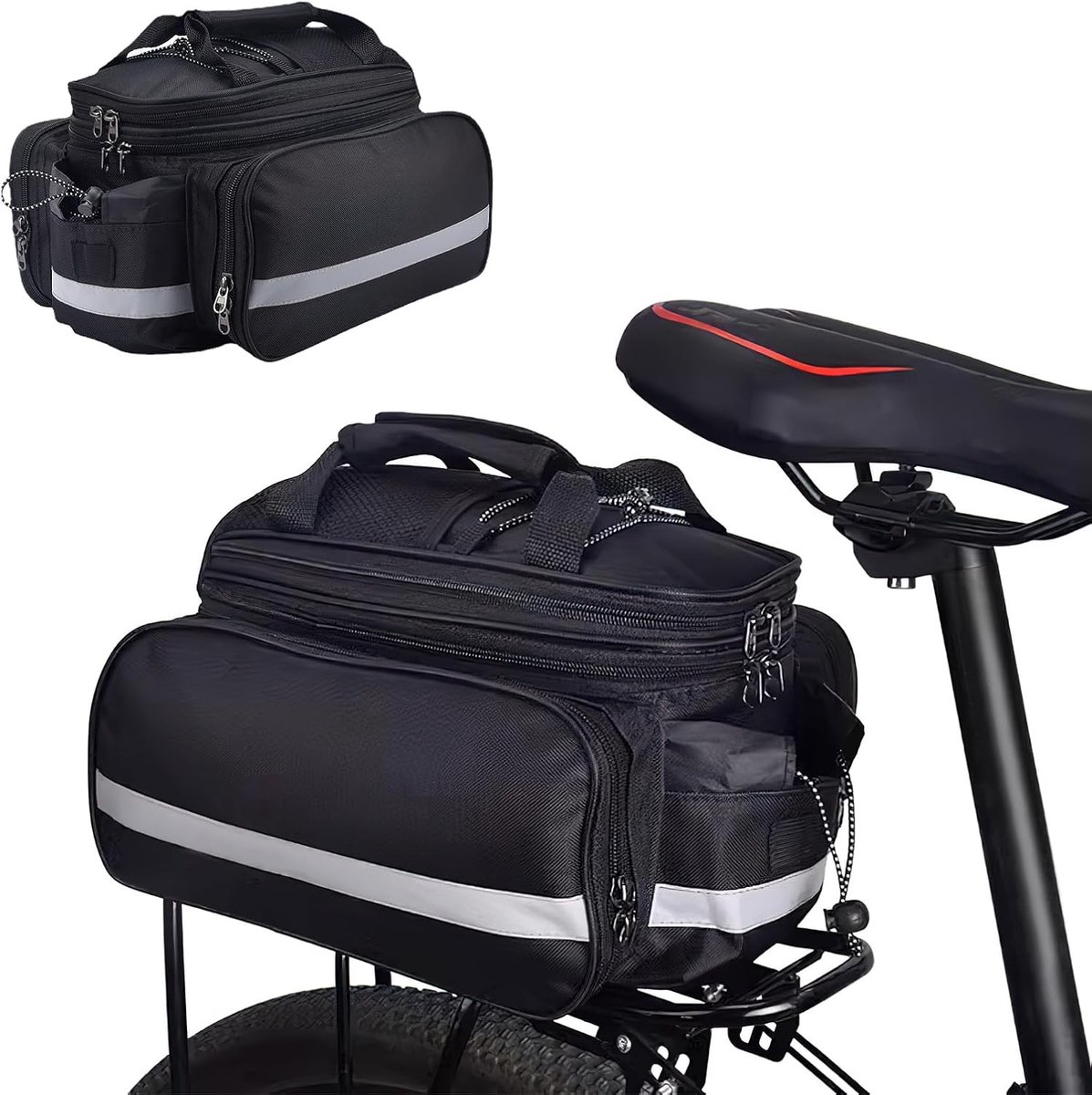 20 liter Fietstas, bagagedragertas, multifunctionele achterbagagetas, waterdicht, regenbescherming, reflecterend, voor fietsen, MTB, sport, reizen 32×28×17cm