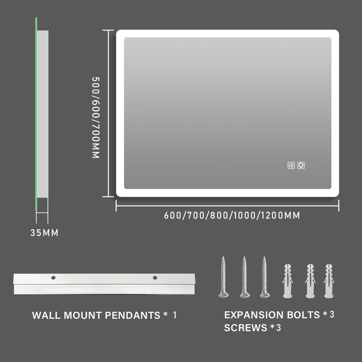 SnelShoppen - MIQU Badkamerspiegel met LED verlichting 80 x 60 cm, Dimbare Wandspiegel met Bluetooth en Stopcontact, Condensvrij, Aanraakschakelaar, W