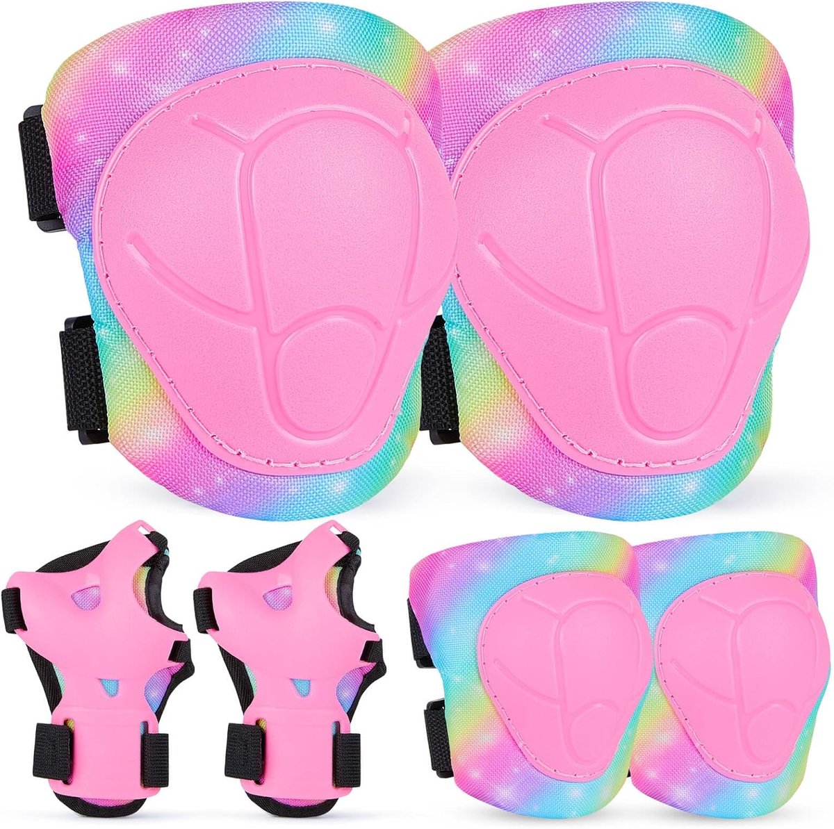 SnelShoppen - Kids Beschermset Knie-Elleboog-Wrist Guards Unicorn 7-in-1 voor Kinderen Roller Skates Skateboards Fietsen Scooters Kleurvol