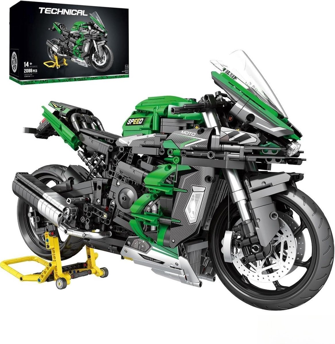 Reobrix 570 H2 SX SE 1:5 XL High Speed Motorcycle bouwset | Classic motorfiets modelbouw | Educatief creator constructie speelgoed bouwpakketten voor kinderen & volwassenen | Racer champion set geschikt voor Lego | Bouwdoos met 2088 bouwstenen