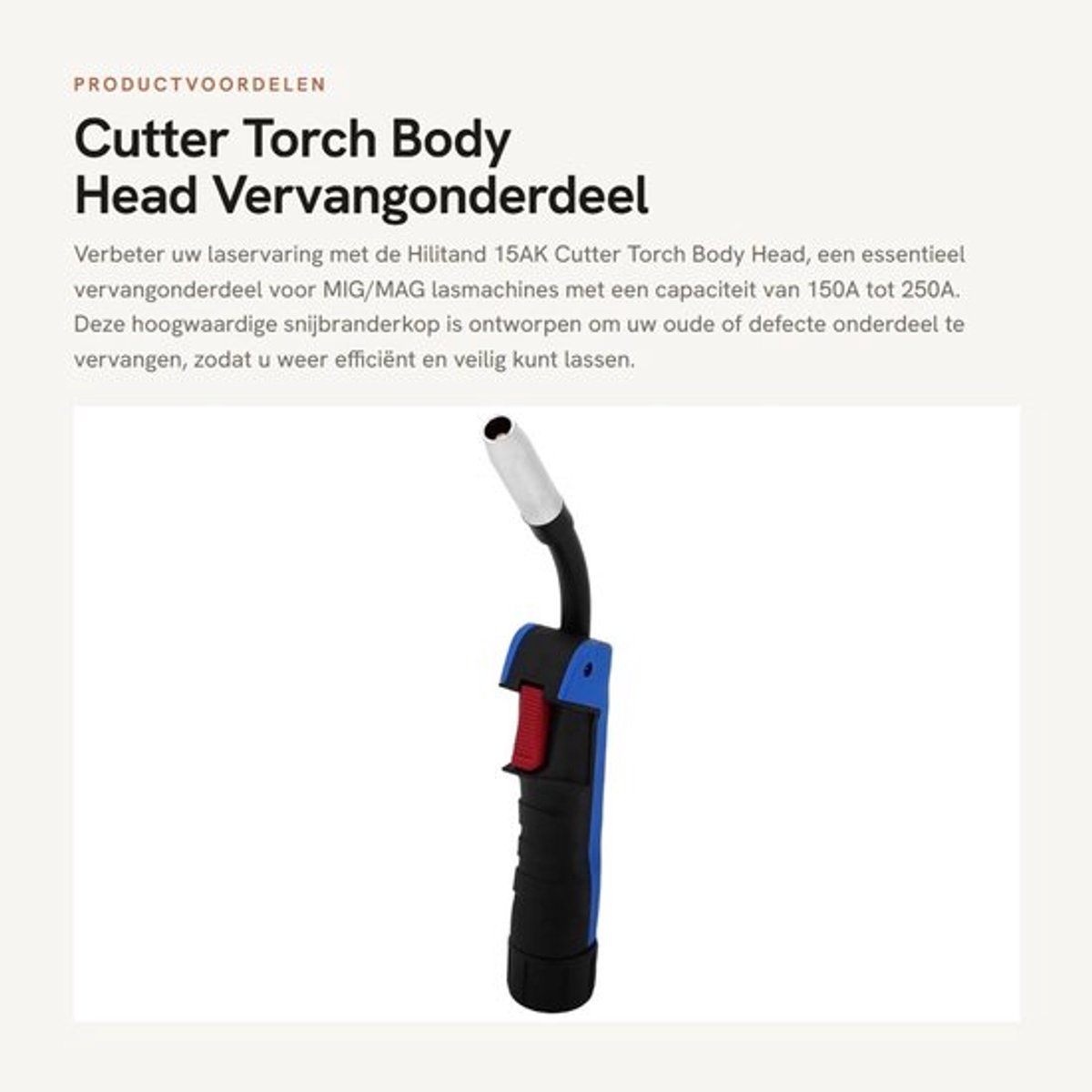 Lasapparaat 150A/250A - Laskap - Lasapparaat MIG/MAG - Vervangingsonderdeel - Duurzaam - Rubber/Metalen Handvat - Lasgun