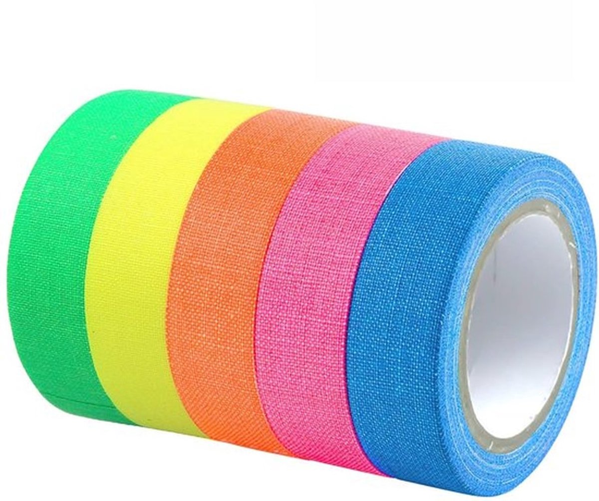 Neon Tape UV-Blacklight Reactieve - Fluorescerende Tape - Decoratie - Feestartikelen - Lichtfeesten - 12,7 mm x 5 m per Rol