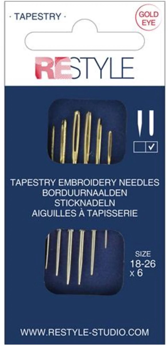 ReStyle 015.10612 Borduurnaalden met ronde punt 18 - 26, 6 stuks