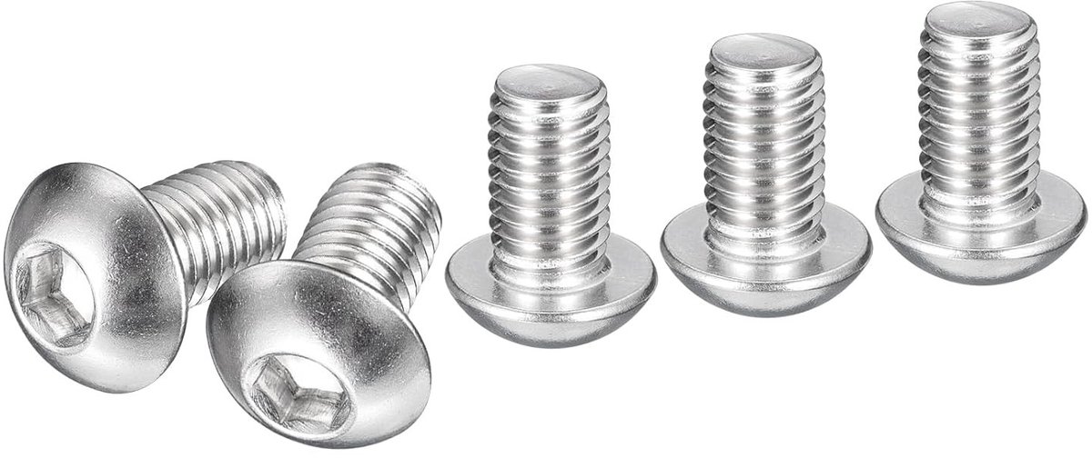 Hex Socket Schroeven met Lenskop, 15 Stuks, Geschikt voor Machines, Volledig Draad, Roestvrij Staal 304, Duurzame Bevestigingsmaterialen