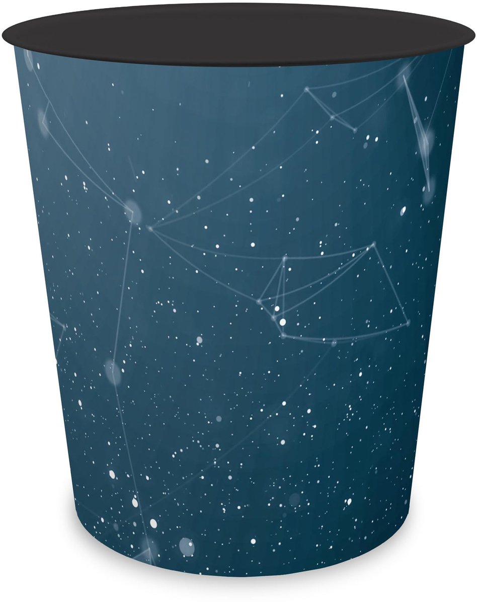 SnelShoppen - Prullenbak voor Kinderen en Volwassenen - Rond 11 Liter - Stevig Kunststof - Motief Hightech Abstract - Ideaal voor Kinderkamer, Kantoor