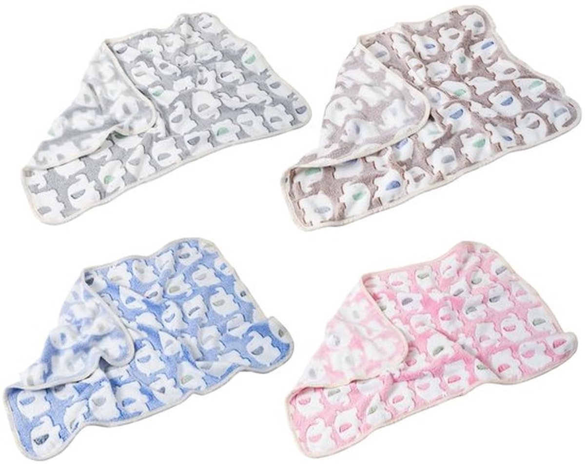 Olifant Deken 4 Stuks - Huisdier Deken - Auto Slapen Deken - Koraal Fleece - Zacht/Comfortabel - 60x40 cm - Huisdierdeken