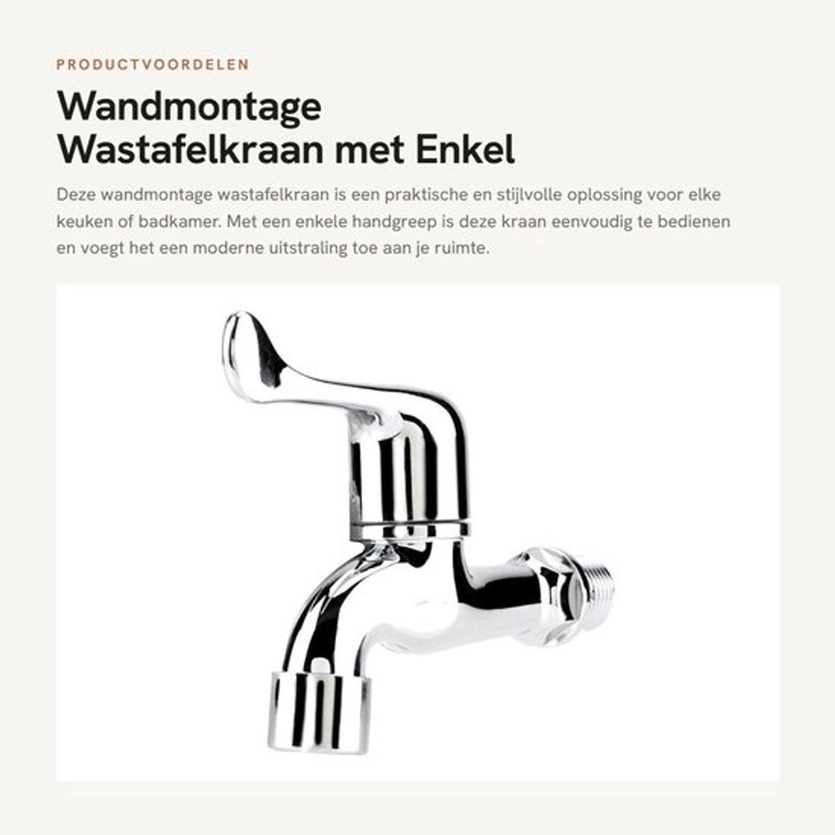 Wastafelkraan Wandmontage - Enkele Handgreep - Koudwaterkraan - 360 Draaibaar - Kunststof - Chroom Afwerking - Waterkraan