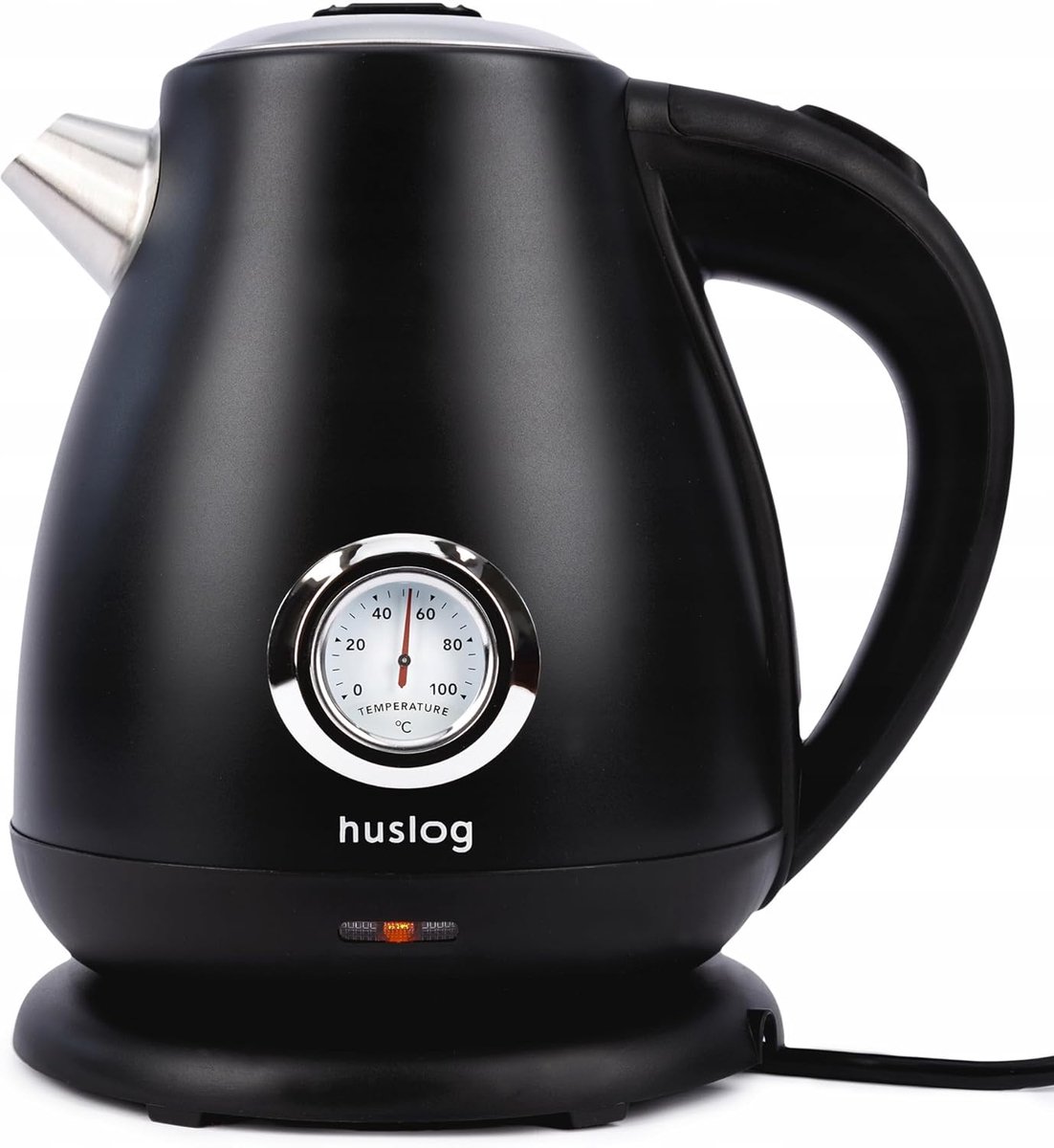 SnelShoppen - Retro Elektrische Waterkoker 1,7L Roestvrij Staal, 2200W met Temperatuurmeter, Snelkookfunctie, Draadloze 360°-Sokkel en Automatische Ui