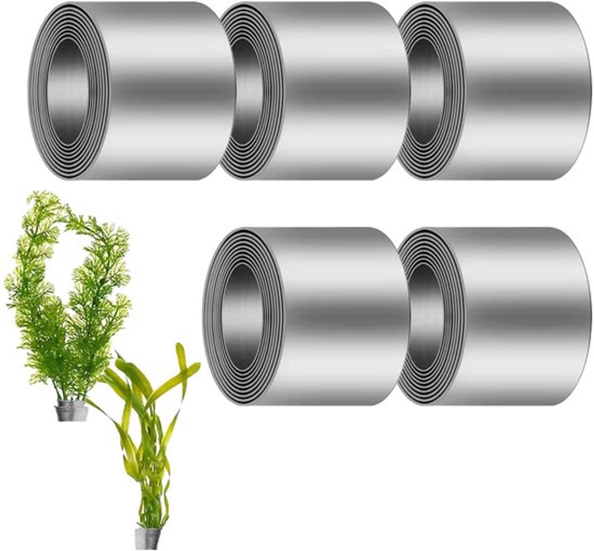 Plantenverankeringen 5 Stuks - Buigbare Waterplanten Verankeringen - Metalen Gewichten - Stevig en Duurzaam - Roestvrij - Elastisch en Snijdbaar - Plantengewichten