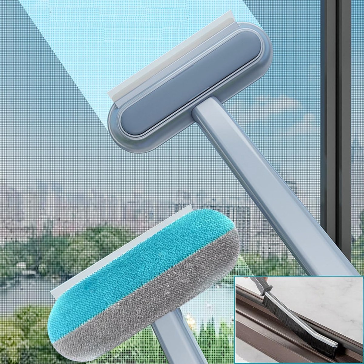 Window garner cleaning brush - mesh window garner cleaning 4-delig kit - window garner cleaning kit - geschikt voor banktapijt - pet hair remover - hergebruiken - window cleaner - zowel droog als nat gereedschap