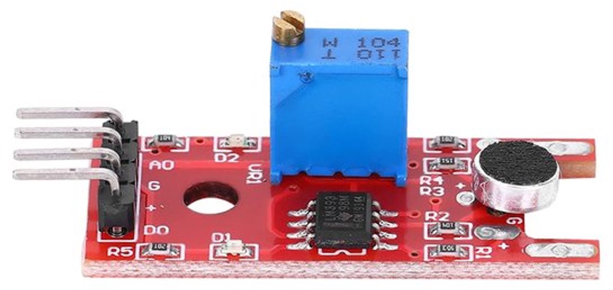 Geluidssensormodule Professionele Microfoonversterker - 5-delig - Hoge Gevoeligheid - Drempelgevoeligheid Instelbaar - Analoge Uitgang - Stroomindicator - Microfoonmodule