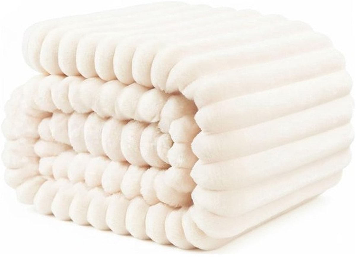 Allecto - Knuffeldeken - Warme pluche deken - Perfect voor snuggle momenten - Beige - Zachte bankdeken - Ideaal voor volwassenen - 200x230 cm