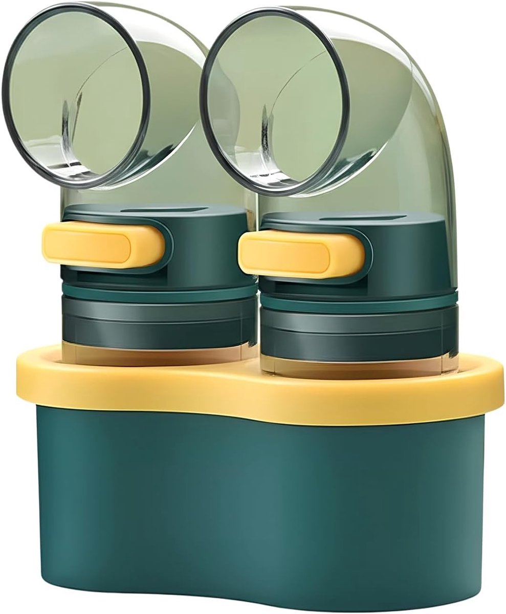Set van 2 Kruidenspotjes met Basis, Eenvoudige Drukdispenser voor Nauwkeurige 0.5g Doserin