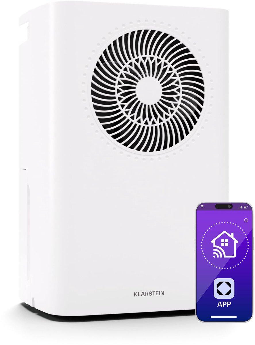 SnelShoppen - Luchtontvochtiger 16L Slim WiFi Smart, Stil 38 dB, 24-uurs Timer, Continue Afwatering, Draagbaar voor Woon- en Kantoorruimtes tot 32 m²