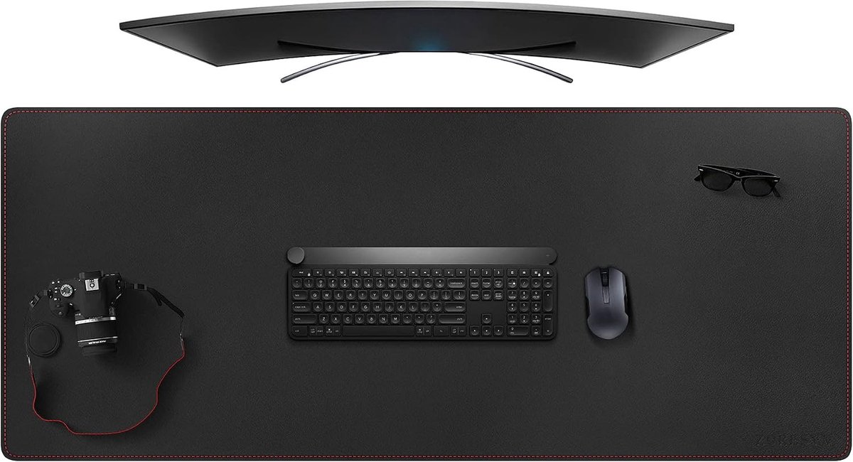 SnelShoppen - ZORESYN 4XL Extra grote muismatten 140 x 60 cm - PU-lederen gaming muismat met antislip basis en waterdichte bureaumat - zwart oversized