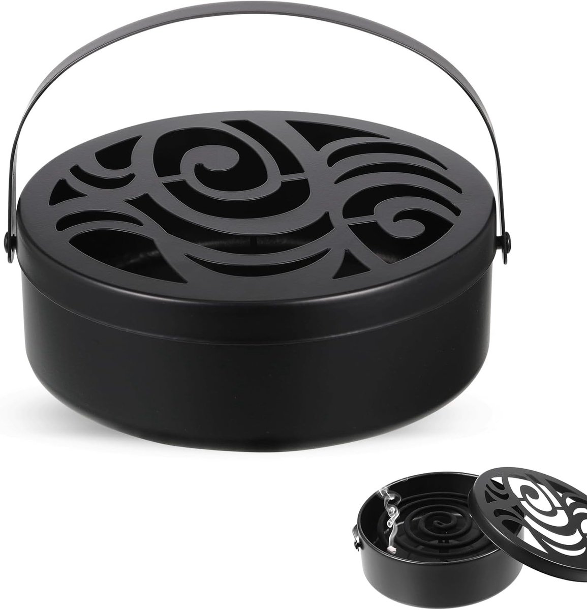 Retro metalen houder voor muggenkaarsen, ideaal voor keuken, camping en tuin, met wasbox en rookafvoer
