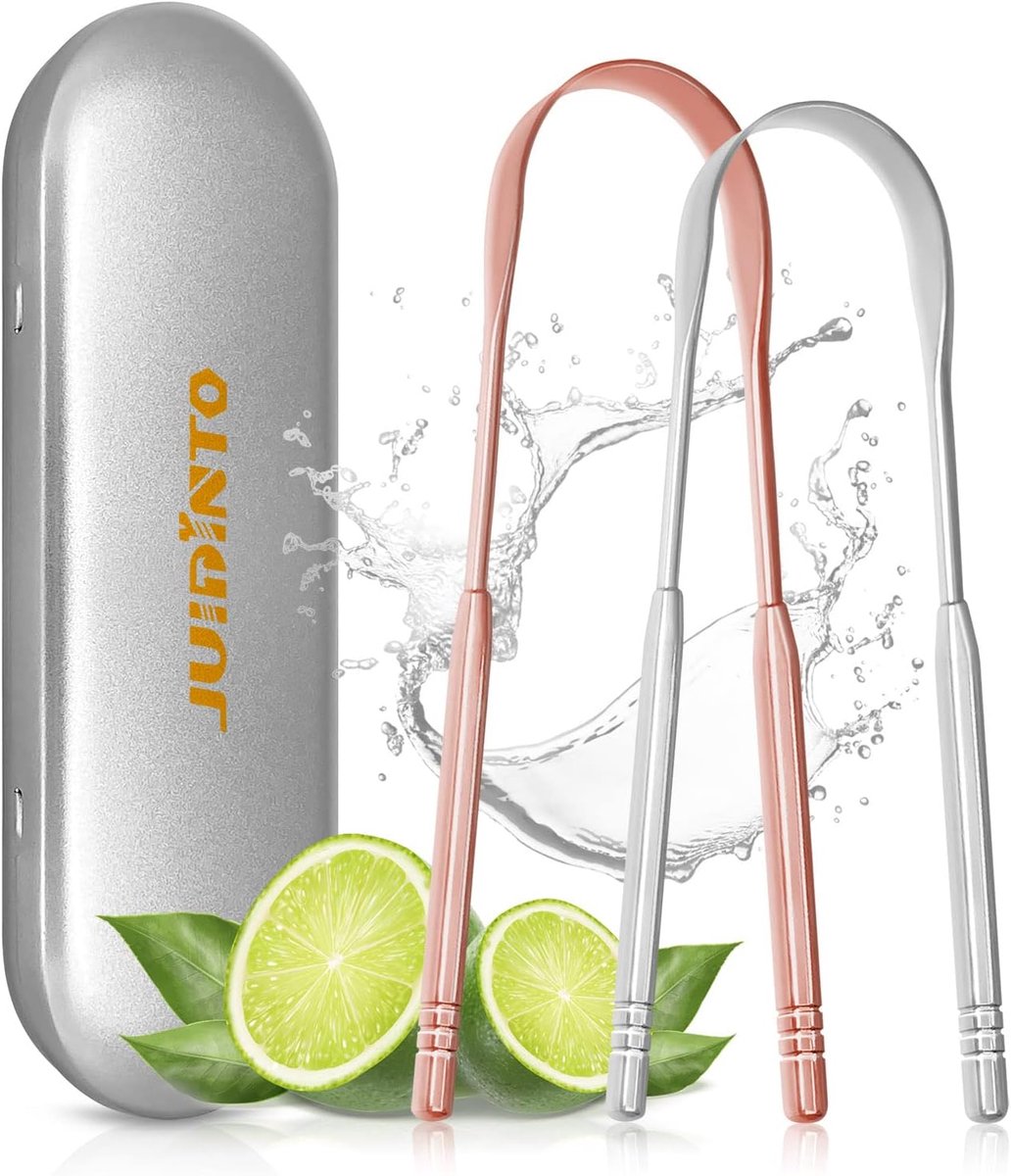SnelShoppen - Tongue Scraper Cleaner 2 Stuks, Medisch Graad 100% RVS Tongue Cleaner Tool met Reis Etui, Vervangt Tongborstel voor Mondverzorging, Gesc