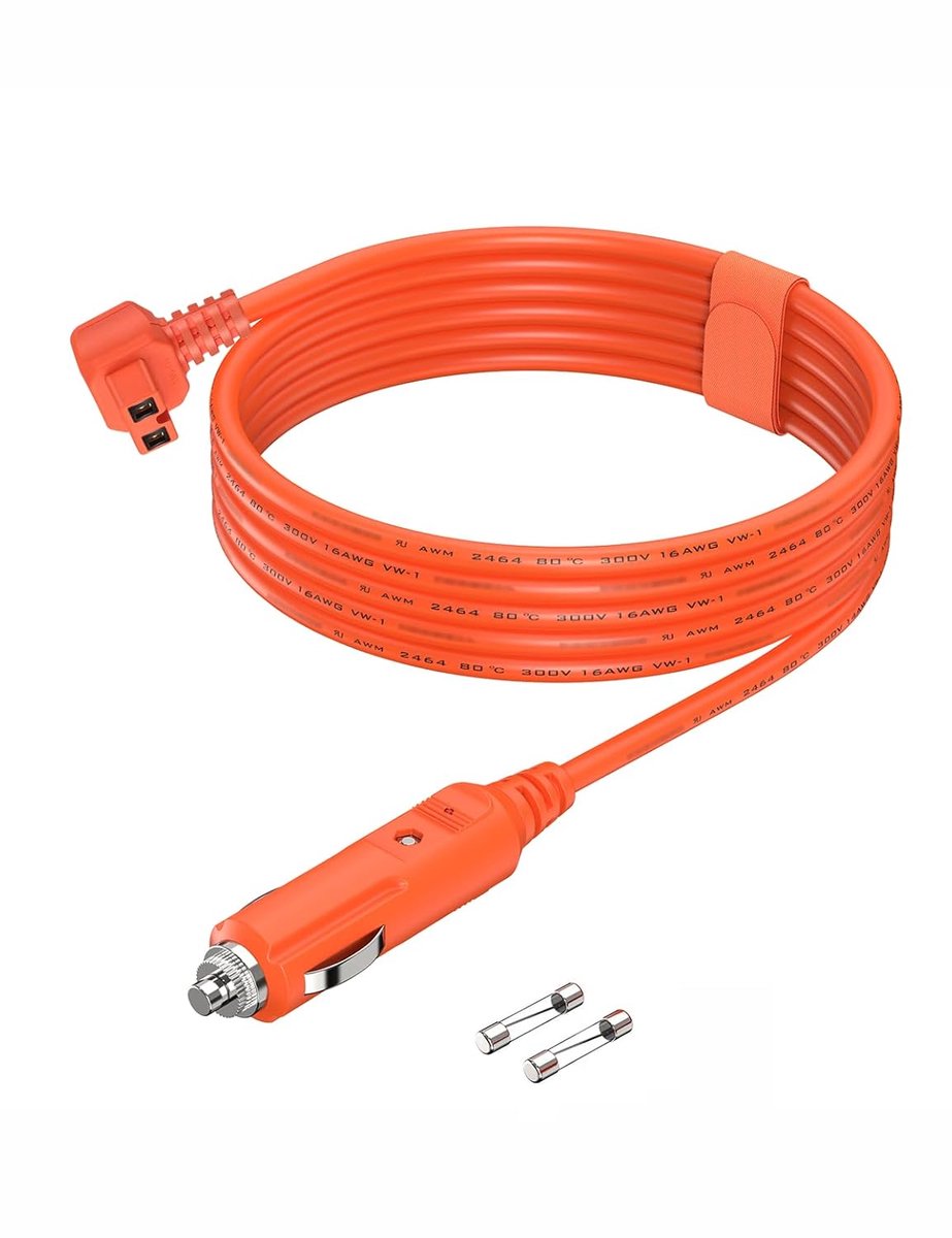 Thijox - 12V/24V Koelbox Kabel 3,5 Meter, Universele Voedingskabel voor Auto Koelkast, Sigarettenaansteker Stekker, Geschikt voor Camping, Reizen en B