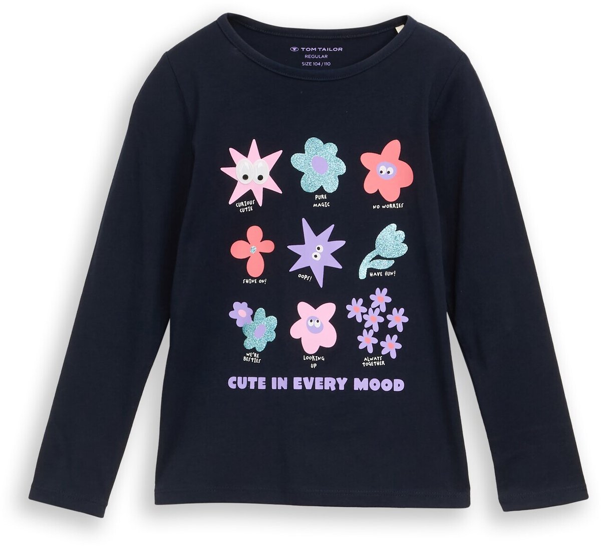 Tom Tailor - T-shirt met lange mouwen en print - Maat 116/122 - sky captain blue