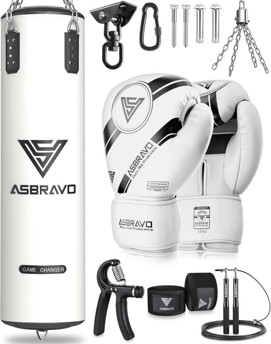 Bokszak set 120cm PU stootzak met bokshandschoenen handwraps kickboksen MMA training voor thuisgym